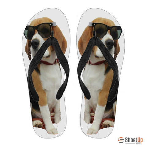 Beagle Print Flip Flops For Women- Free Shipping