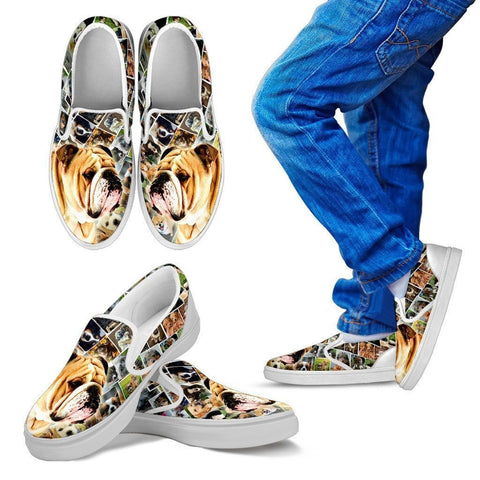 Amazing Bulldog Print Slip Ons For Kids-Express Shipping