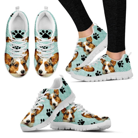 Corgi Dog Print-(Black/White) Running Shoes For Women-Express Shipping-Designed By Christina Jensen