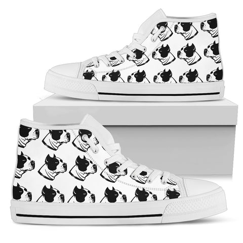 Pitbull Dog Women's High Top Shoes - White