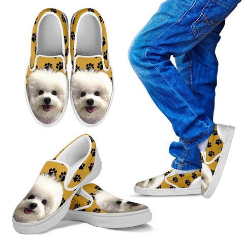 Bichon Frise Dog Print Slip Ons For Kids-Express Shipping