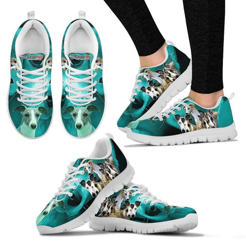 Whippet Dog On Deep Skyblue Print Running Shoes For Women-Free Shipping