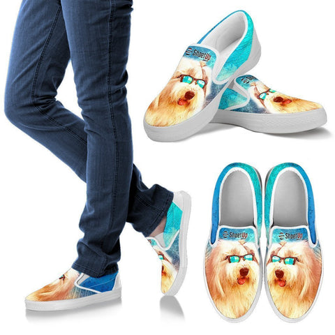 Old English Sheepdog Print Slip Ons For Women-Free Shipping