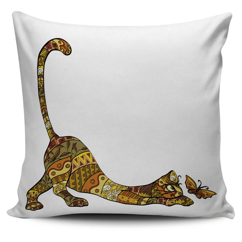 Cat and Butterfly Art Pillow Cover