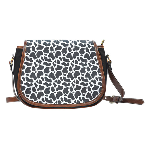 Cow Animal Print Canvas Saddle Bag