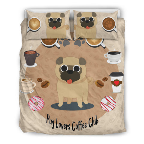 Pug Lovers Coffee Club Bedding Set