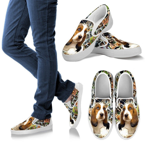 Amazing Basset Hound Print Slip Ons For Women-Express Shipping