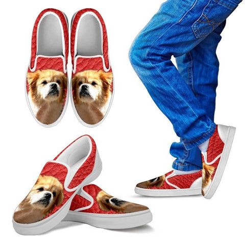 Tibetan Spaniel Print-Slip Ons For Kids-Express Shipping