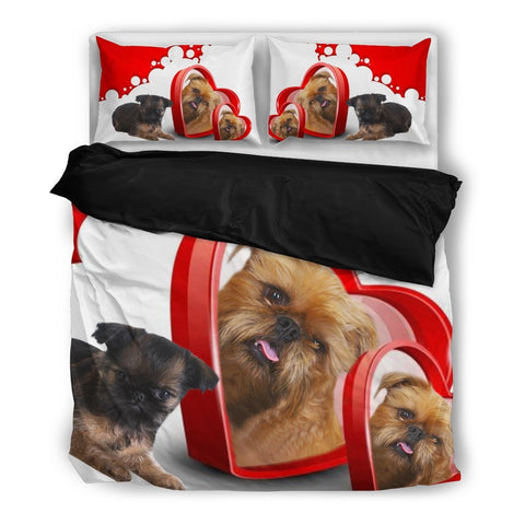 Brussels Griffon (Griffon Bruxellois) With Two Hearts Print Bedding Set-Free Shipping