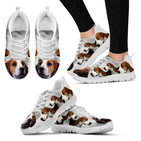 Treeing Walker Coonhound Print Sneakers For Women(White/Black)- Express Shipping