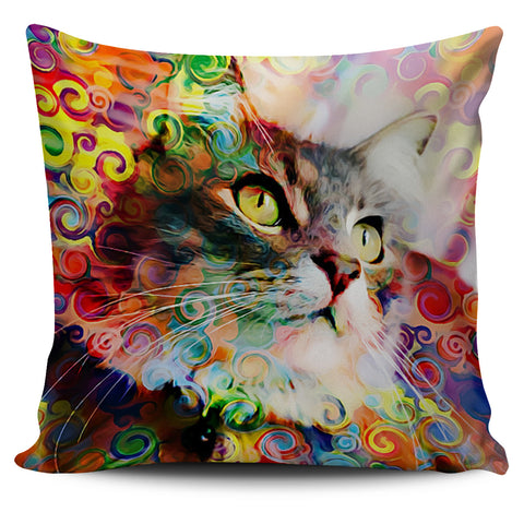 Colorful Cat Pillow Cover