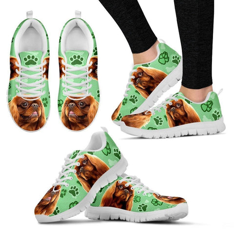 English Toy Spaniel Print (Black/White) Running Shoes For Women-Express Delivery