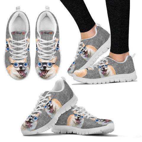 Cardigan Welsh Corgi With Eye Glasses Print Running Shoes For Women-Free Shipping