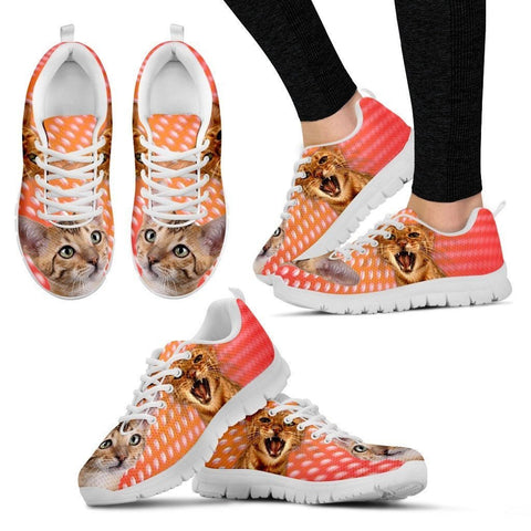 Toyger Cat Print (White/Black) Running Shoes For Women-Free Shipping