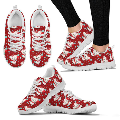 Maltese Dog Pattern Print Sneakers For Women- Express Shipping