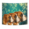 Boxer Dog On Blue Print Tapestry-Free Shipping