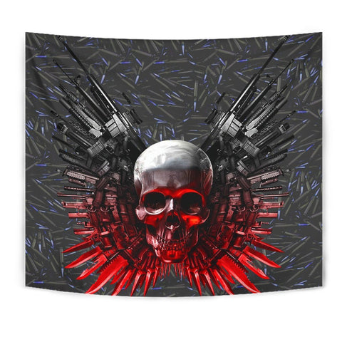 Gun And Skull Print Limited Edition Tapestry-Free Shipping