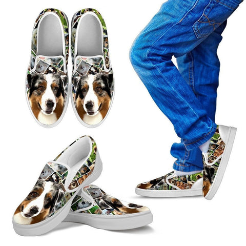 Amazing Australian Shepherd Dog Print Slip Ons For Kids-Express Shipping