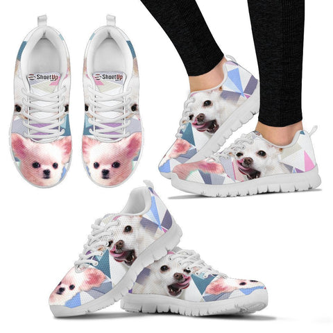 Cute White Chihuahua Print Running Shoes For Women- Free Shipping