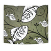 White Fish Print Tapestry-Free Shipping