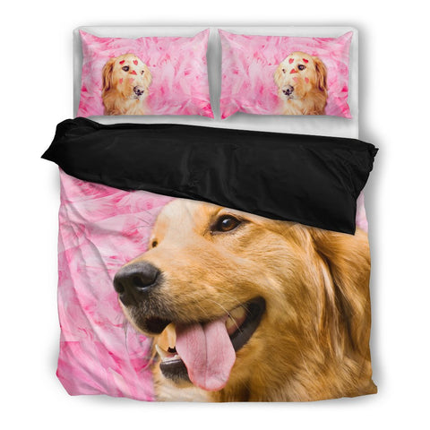 Valentine's Day Special Golden Retriever On Pink Print Bedding Set-  Free Shipping