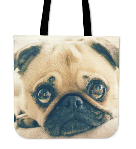 Cute Pug Puppy Face Tote Bag