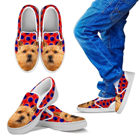 Norwich Terrier Print Slip Ons For Kids-Express Shipping