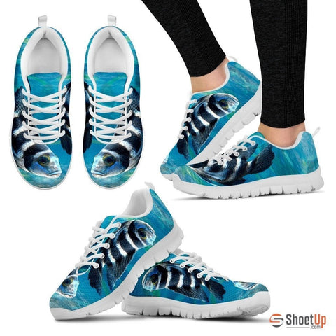 African Cichlid Fish (White/Black) Running Shoe For Women-Free Shipping