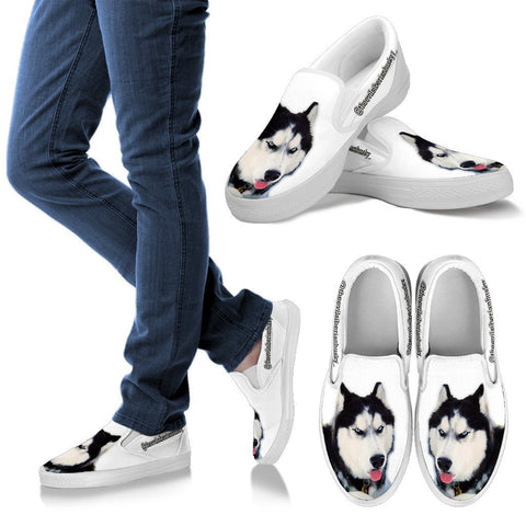 New Customized Siberian Husky Print Slip Ons For Women-Free Shipping