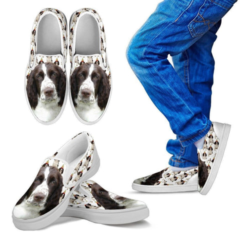 English Springer Spaniel Print Slip Ons For Kids- Express Shipping