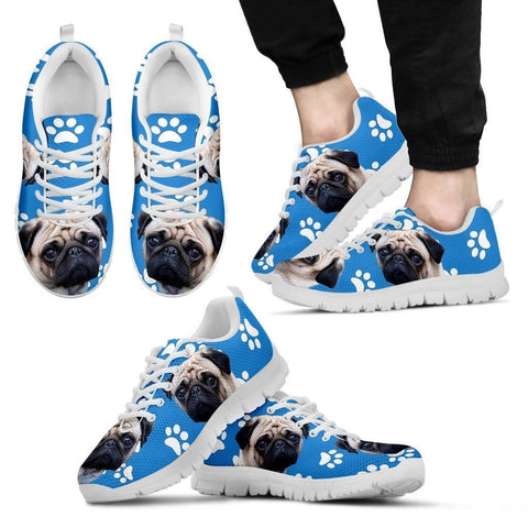 Paws Print Pug Dog (Black/White) Running Shoes For Men -Express Delivery