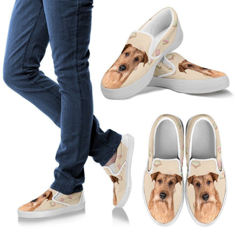 Irish Terrier Dog Print Slip Ons For Women-Express Shipping