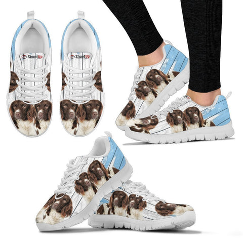 English Springer Spaniel Blue White Print Sneakers For Women-Free Shipping