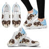 English Springer Spaniel Blue White Print Sneakers For Women-Free Shipping