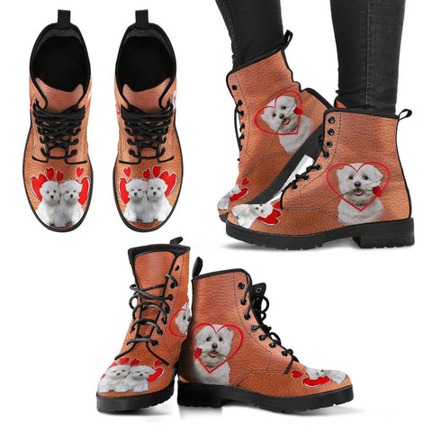 Valentine's Day Special Maltese Print Boots For Women-Free Shipping