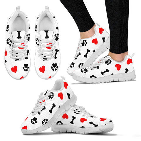 WOMEN'S DOG LOVE SNEAKERS - WHITE