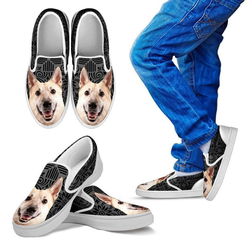 Norwegian Buhund Dog Print Slip Ons For Kids-Express Shipping