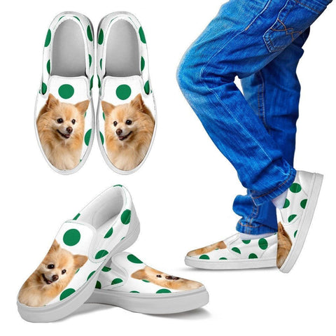 Pomeranian Dots Print Slip Ons For Kids-Express Shipping