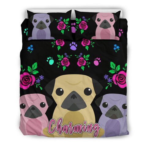 Charming Pugs Bedding Set Cute Pug Dogs