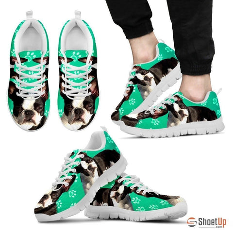 Boston Terrier Paws Print (Black/White) Running Shoes For Men-Free Shipping Limited Edition