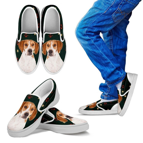 Harrier Dog Print Slip Ons For Kids-Express Shipping