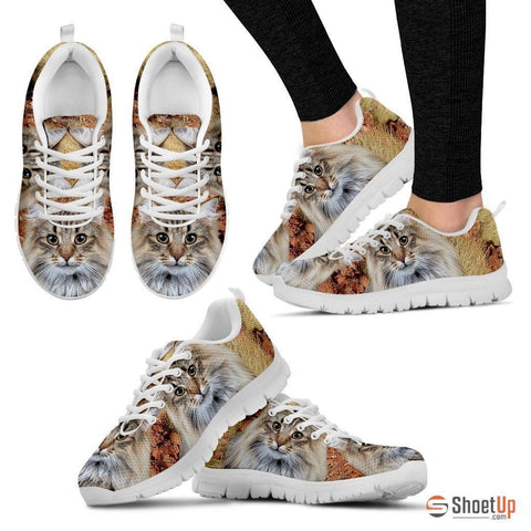 Norwegian Forest Cat Print (White/Black) Running Shoes For Women-Free Shipping