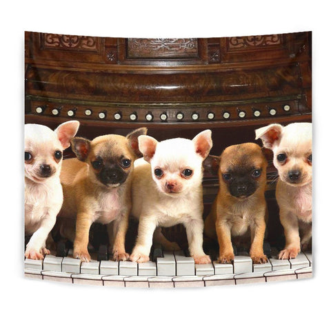 Chihuahua On Piano Print Tapestry-Free Shipping