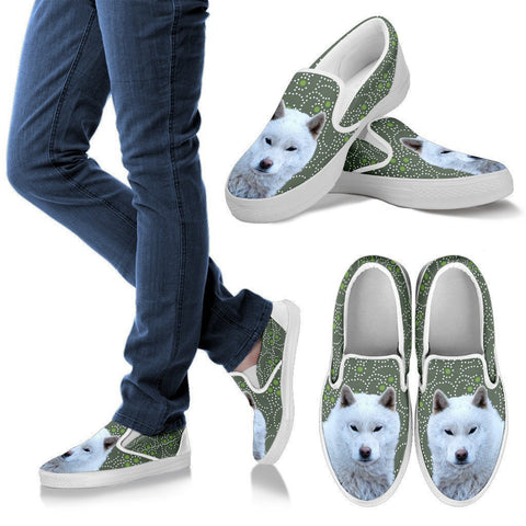 Hokkaido Dog Print Slip Ons For Women-Express Shipping