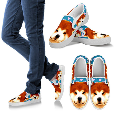 Valentine's Day Special-Akita Dog Print Slip Ons For Women- Free Shipping