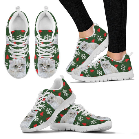 White Persian Cat Christmas Print Running Shoes For Women-Free Shipping