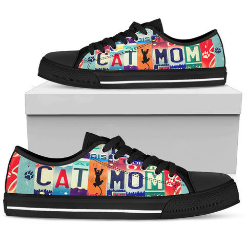 Cat Print Shoes "Cat Mom" License Plate - Black