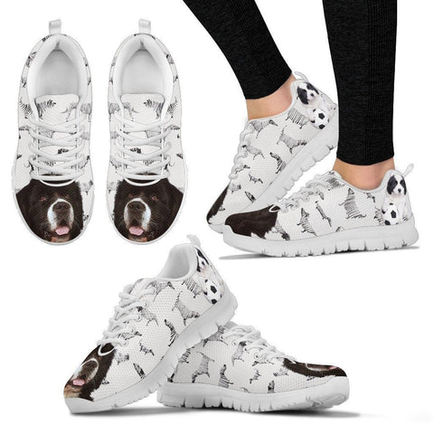 Landseer Print Running Shoes For Women(White/Black)- Express Shipping