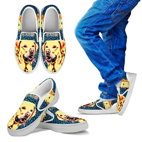 Cartoonize Labrador Print-Kid's Slip Ons-Free Shipping