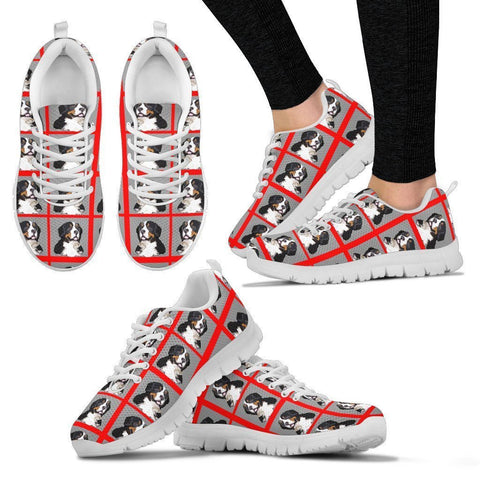 Bernese Mountain Pattern Print Sneakers For Women- Express Shipping